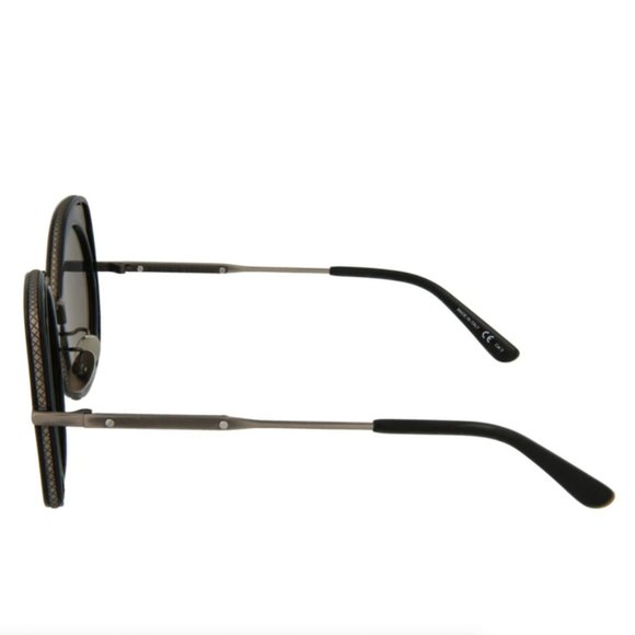 Bottega Veneta Women\'s Black and Silver Round Sunglasses!